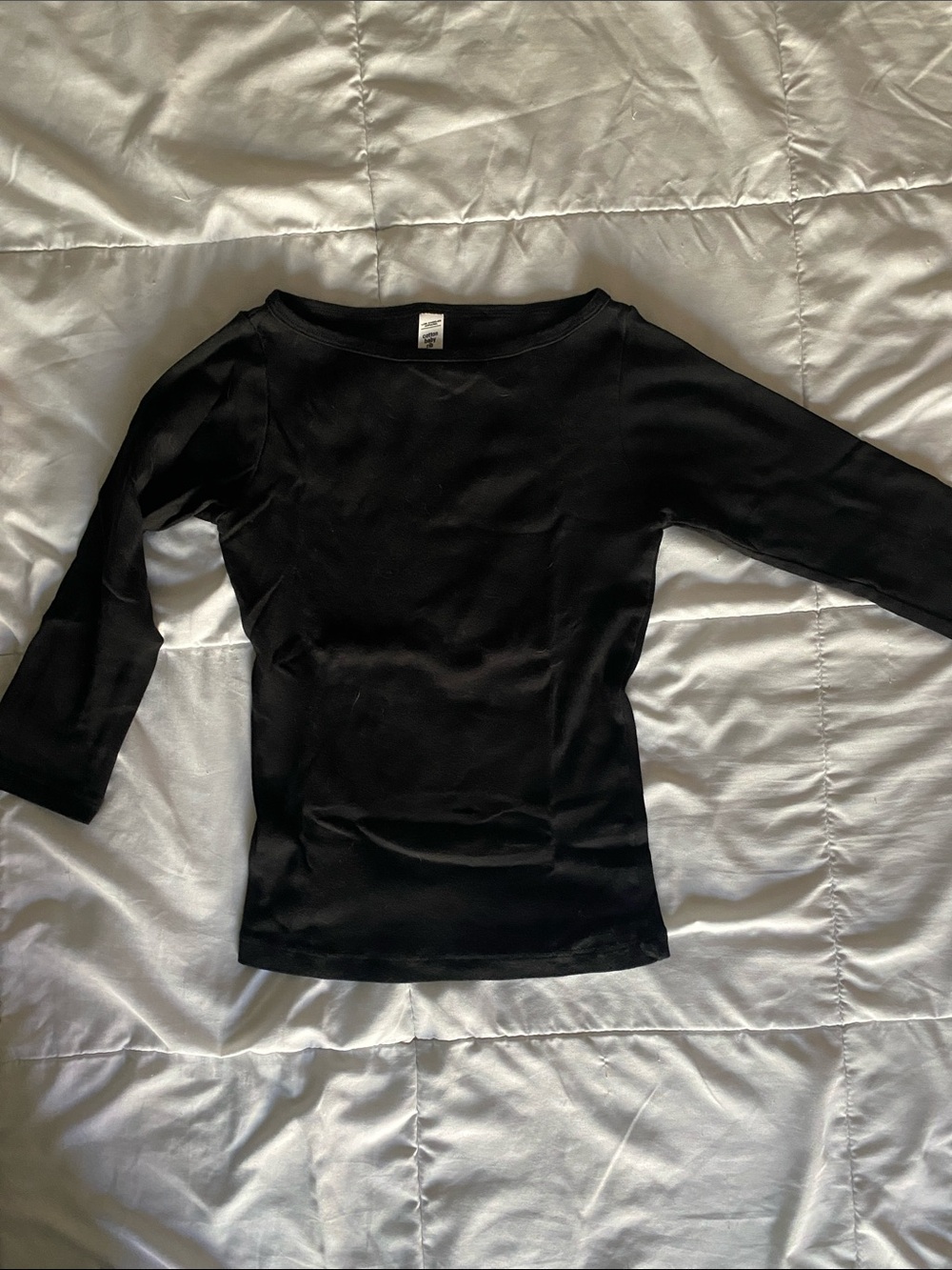 Los Angeles Apparel Black Long Sleeve Scoop Neck Top